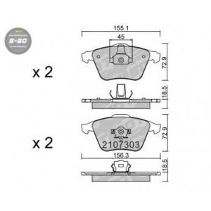 PASTILLAS DE FRENO DELANTERAS HIGH PERFORMANCE S50 FORD FOCUS ST MK2